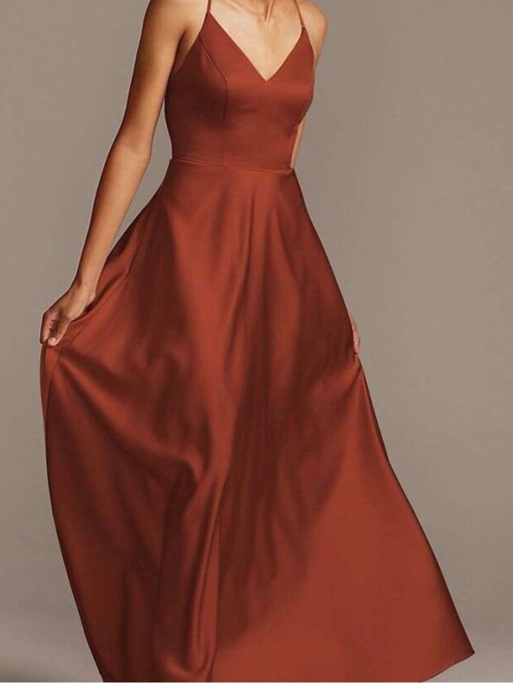 David’s Bridal V-Neck Satin Dress